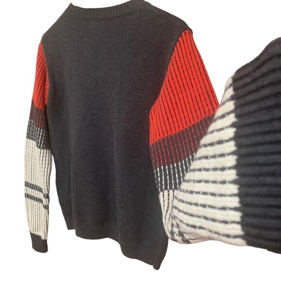Cable Stitch Sweater Unisex Black White Grey Red Size Small - Picture 3 of 11